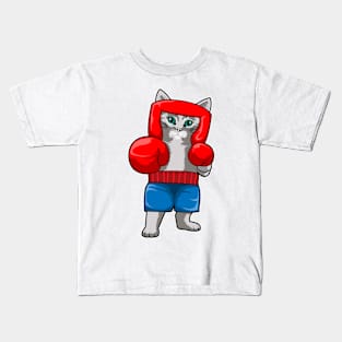 Cat at Boxing with Boxing gloves Kids T-Shirt